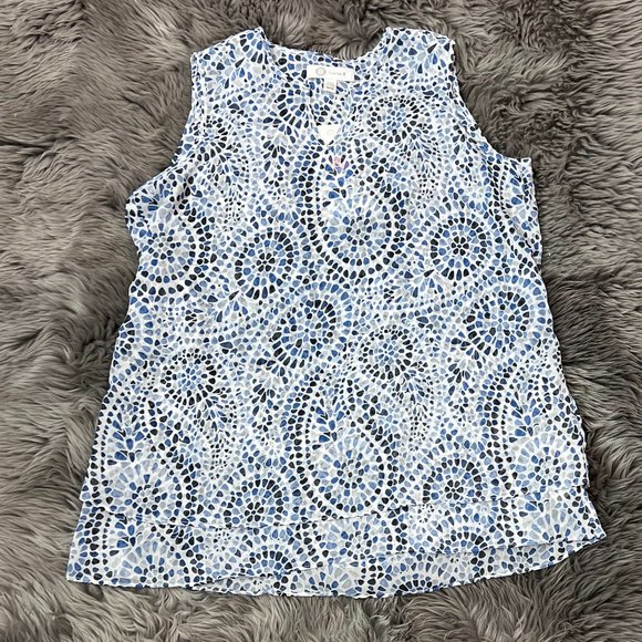 Cristina B | Women's Tank Top | Blue Flower Paisley Pattern | Medium - Picture 1 of 2